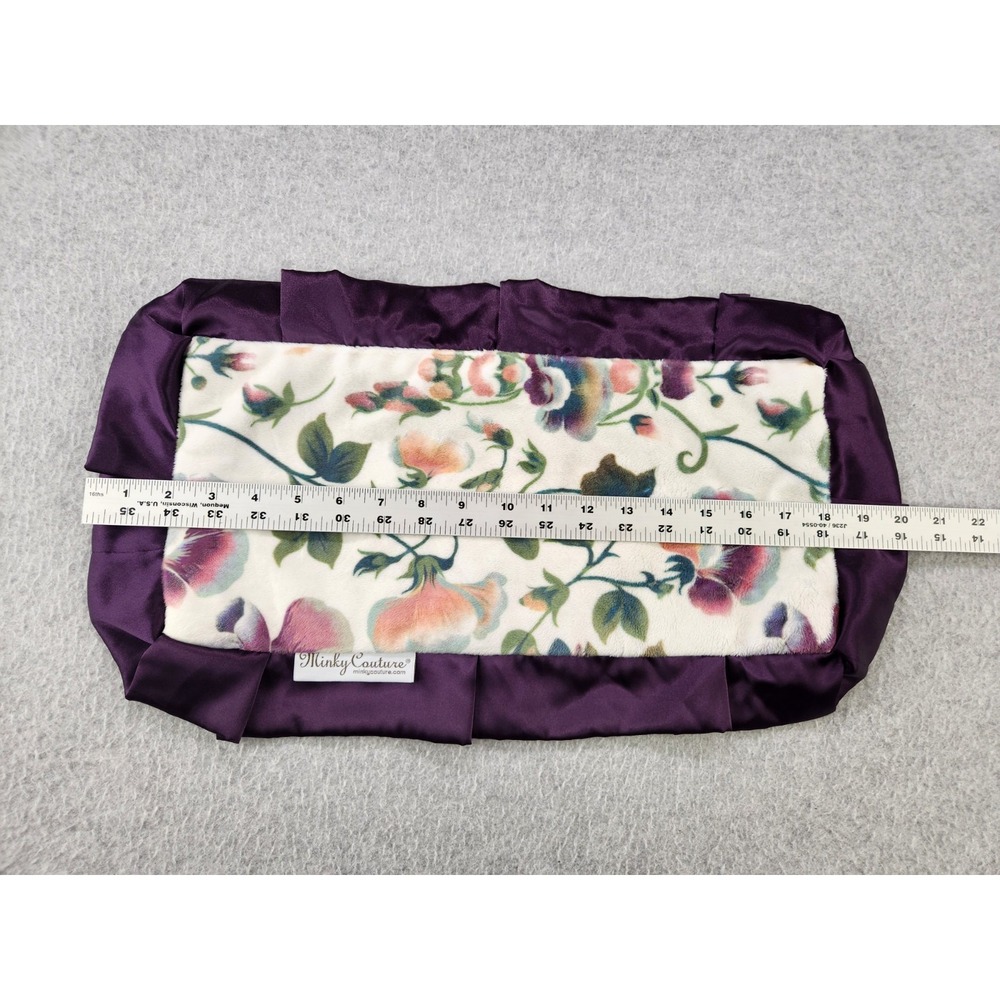 Minky Couture Ultra Plush‎ Mini Baby Security Blanket Purple Satin Trim 20"x12" - Picture 3 of 7